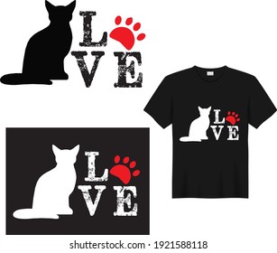 Cat love vector design . Can be used as  poster design, postcard, t-shirt print or mug print.