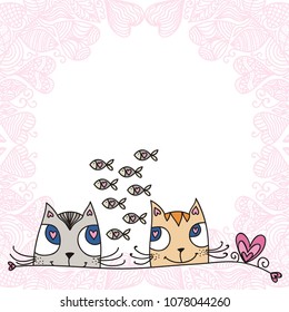 Cat love. Vector illustration