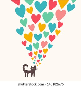 Cat in love. Vector illustration