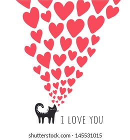 Cat in love. Vector illustration