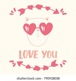 Cat in love. Vector illustration