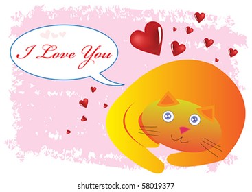 Cat I Love You Illustration in Vector