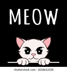 cat lover funny sound of a cat meow wo flowy ank op art art vector design illustration print poster