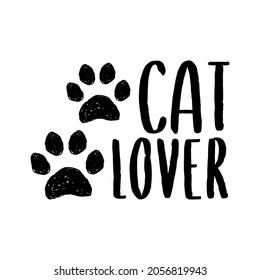 cat lover handwritten sign. cartoon line pattern. cat sketch. vector cats quote signs. Lovers silhouette. Vector isolated illustration