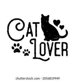 cat lover handwritten sign. cartoon line pattern. cat sketch. vector cats quote signs. Lovers silhouette. Vector isolated illustration