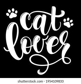 Cat lover handwritten sign. Modern brush lettering. Cute slogan about cat. Phrase for wall decor, poster design, postcard, t-shirt print or mug print. Meow power. Vector isolated illustration