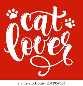 Cat lover handwritten sign. Modern brush lettering. Cute slogan about cat. Phrase for wall decor, poster design, postcard, t-shirt print or mug print. Meow power. Vector isolated illustration