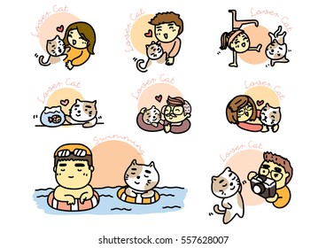 Cat lover illustration. Cute kitten vector.