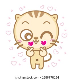 A Cat lover, Kitty feel in love, valantine, Vector Illustration.