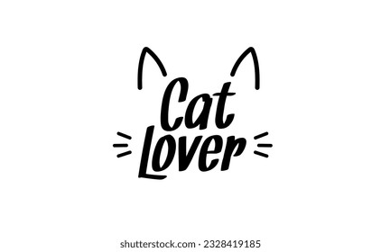 Mensaje de amante del gato con orejas y bigotes de gatos. Diseño bonito para los amantes de los felinos y las mamás gatas.