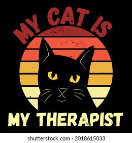 cat lover my cat is my art herapist wo curvy vintage sport art best vector design illustration print poster