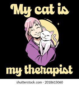 cat lover my cat is my art herapist wo art best design vector illustration for use in design and print poster canvas