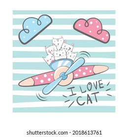 cat lover pilot art design vector illustration for use in design and print poster canvas