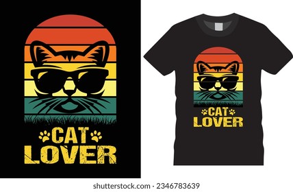 Cat lover trendy graphic vector illustration template t shirt design. Cute cartoon pet concept poster banner funny life cool easily Lettering typography print for ready.