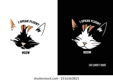 diseño de la camiseta del amante del gato, hablo diseño fluido de la camisa del maullido, diseño impreso, diseño del Vector
