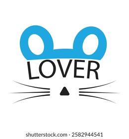 cat lover typography bkue head.