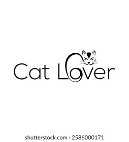 "Cat Lover" typography design is perfect for T-shirts, hoodies, wall art, or branding materials. The sleek and artistic representation of a cat within the word "Lover" creates a visually captivating