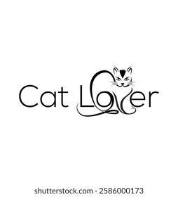 "Cat Lover" typography design is perfect for T-shirts, hoodies, wall art, or branding materials. The sleek and artistic representation of a cat within the word "Lover" creates a visually captivating