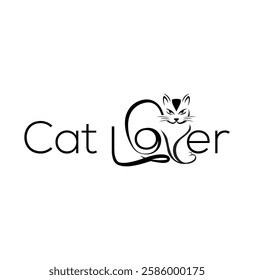 "Cat Lover" typography design is perfect for T-shirts, hoodies, wall art, or branding materials. The sleek and artistic representation of a cat within the word "Lover" creates a visually captivating