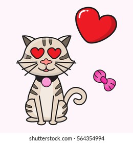 Cat lover vector cartoon for valentine's day.