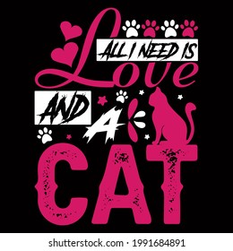 Cat lover Vector Illustration for T-shirt vector, Coffee Mug, Poster, Sticker, Pattern, Pillow Cover, Musk Design