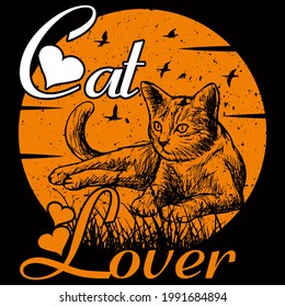 Cat lover Vector Illustration for T-shirt vector, Coffee Mug, Poster, Sticker, Pattern, Pillow Cover, Musk Design