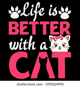 Cat lover Vector Illustration for T-shirt vector, Coffee Mug, Poster, Sticker, Pattern, Pillow Cover, Musk Design
