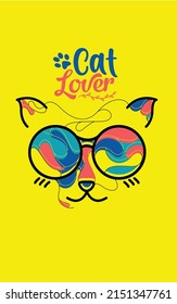 Afiche de fondo amarillo para el amante del gato