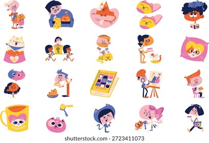 Amantes De Los Gatos Y Ilustraciones De Mascotas. Pictograma moderno perfecto en trazo editable.