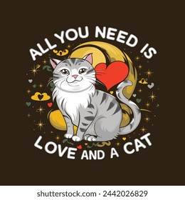 Cat lovers t-shirts design template. Cat quotes typography. Cat lettering