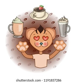 cat loves coffee