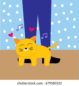 cat loves her mistress vector design for shirt, book, banner