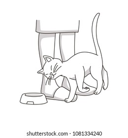Cat in loving attitude. Vector illustration
