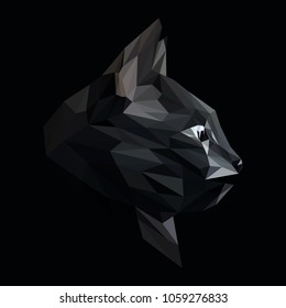 Cat low poly design. Triangle vector illustration.