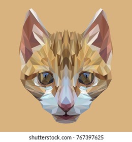 Cat low poly design. Triangle vector illustration.