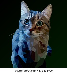 cat low poly. vector