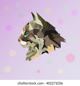 Cat low polygon. Geometric  illustration