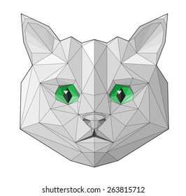 Cat. Low polygon linear vector illustration