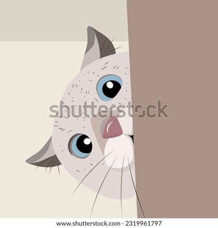 A cat lurks from behind the wall
