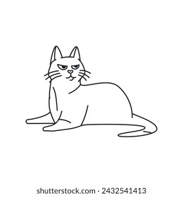 The cat is lying color element. Cartoon cute animal.