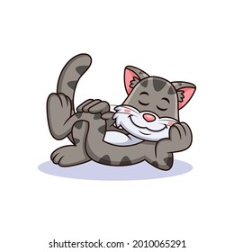 Cat lying down cartoon. Animal Vector