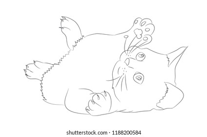 Cat Lying Drawing Lines Vector White Stock Vector (Royalty Free ...