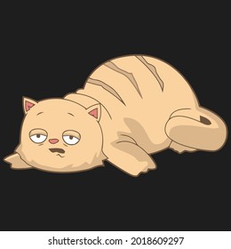 cat lying food chubby funny unisex art wo art one design vector illustration for use in design and print poster canvas