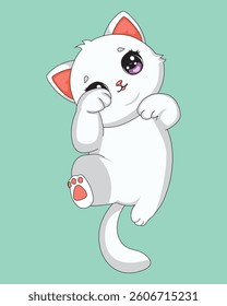Cat Lying On Back Kitten Mascot Illustration