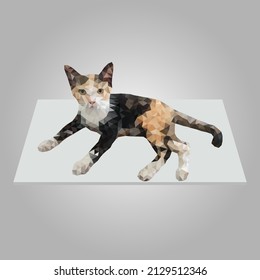 cat lying on the floor in lowpoly art vector eps.