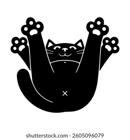 CAT LYING ON HIS BACK LOGO BLACK WHITE BACKGROUND