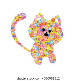 Cat made of flowers