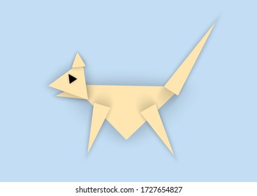 Cat made of triangles in abstract paper cut style