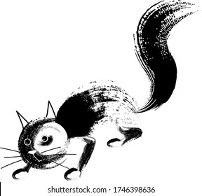 Cat made of vector brushes, illustration art