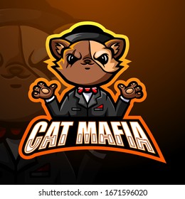 Cat mafia mascot esport logo design
